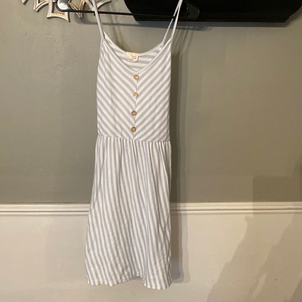 Small A Caution to the Wind Blue & White Stripe Dress